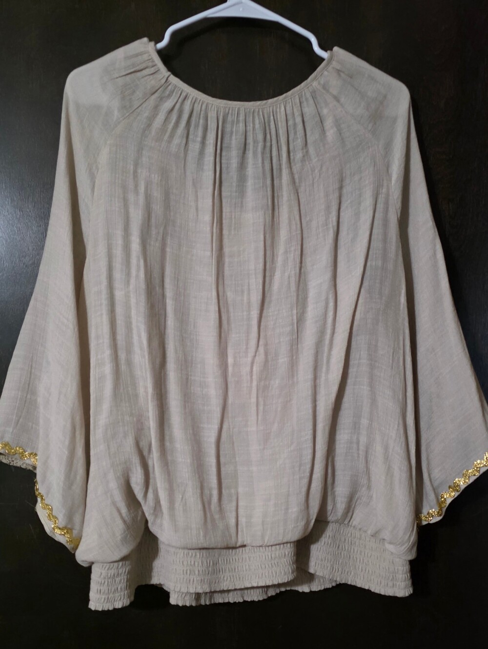 JM Collection Cream Lace-1/2 Sleeve Blouson Top Attached Cami Women's Size XL - Picture 3 of 10